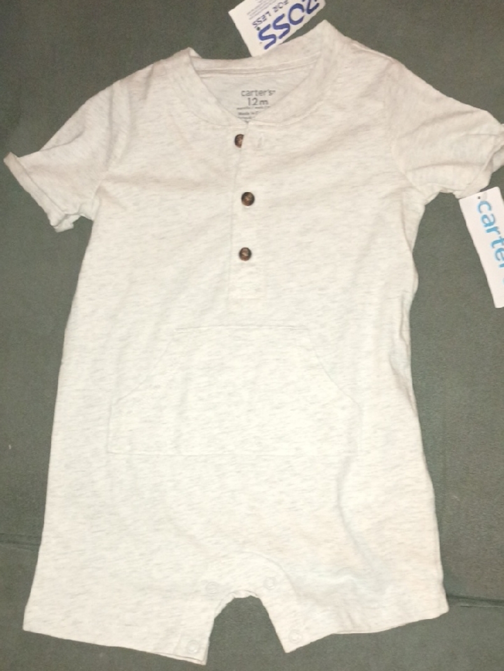 Carter's Cream Short Sleeve Henley Romper